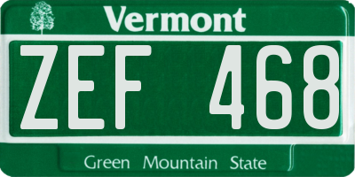 VT license plate ZEF468
