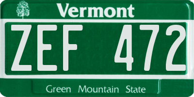 VT license plate ZEF472
