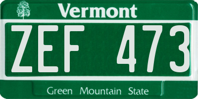 VT license plate ZEF473