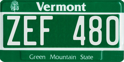 VT license plate ZEF480