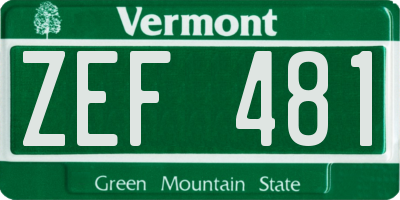 VT license plate ZEF481