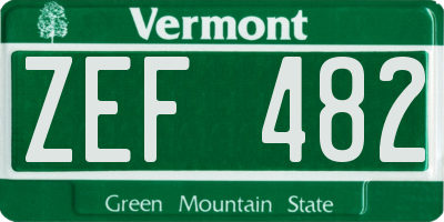 VT license plate ZEF482