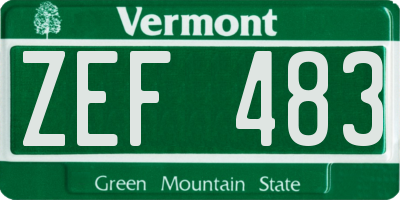 VT license plate ZEF483
