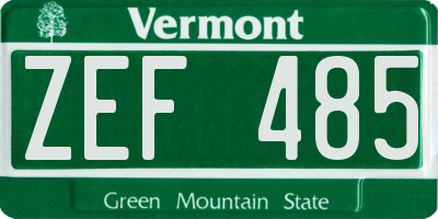 VT license plate ZEF485