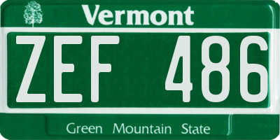 VT license plate ZEF486
