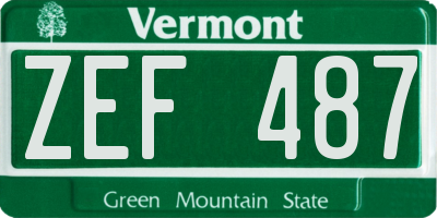 VT license plate ZEF487
