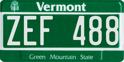 VT license plate ZEF488