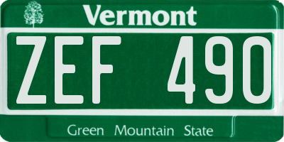 VT license plate ZEF490