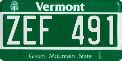 VT license plate ZEF491