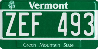 VT license plate ZEF493