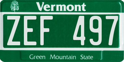 VT license plate ZEF497