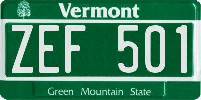 VT license plate ZEF501