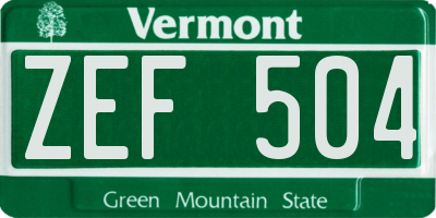 VT license plate ZEF504