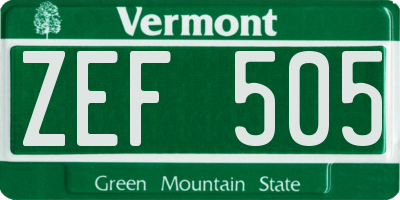 VT license plate ZEF505