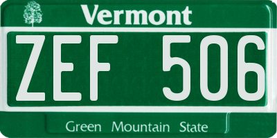 VT license plate ZEF506