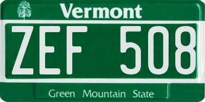 VT license plate ZEF508