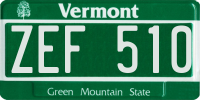 VT license plate ZEF510