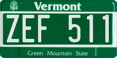 VT license plate ZEF511