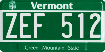 VT license plate ZEF512