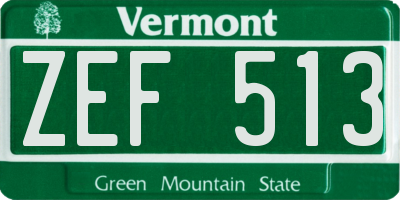 VT license plate ZEF513