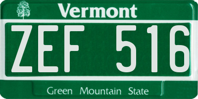 VT license plate ZEF516