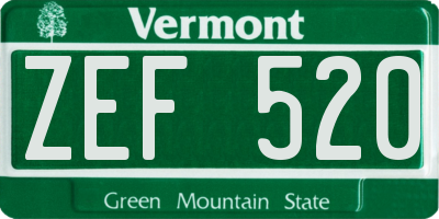 VT license plate ZEF520