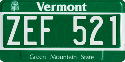 VT license plate ZEF521