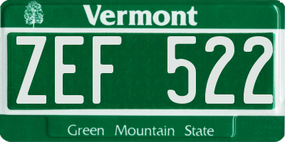 VT license plate ZEF522