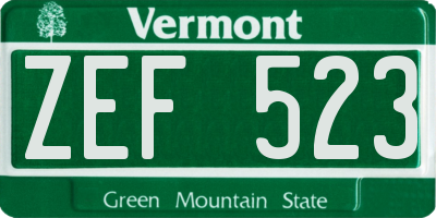 VT license plate ZEF523