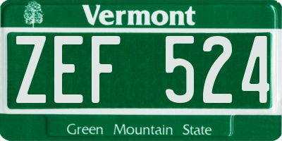 VT license plate ZEF524