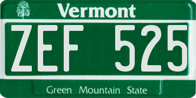 VT license plate ZEF525
