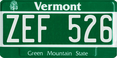 VT license plate ZEF526
