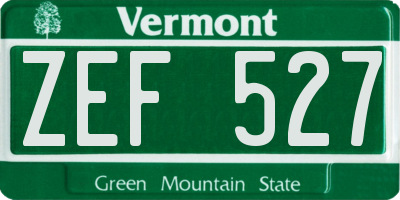VT license plate ZEF527