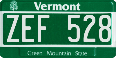 VT license plate ZEF528