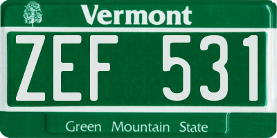 VT license plate ZEF531