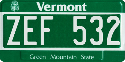 VT license plate ZEF532