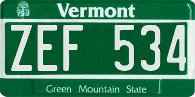VT license plate ZEF534