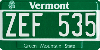 VT license plate ZEF535