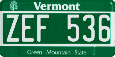 VT license plate ZEF536