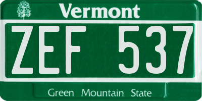 VT license plate ZEF537