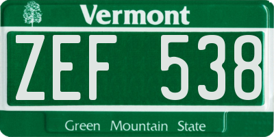 VT license plate ZEF538