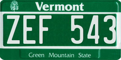 VT license plate ZEF543