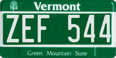 VT license plate ZEF544