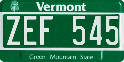 VT license plate ZEF545