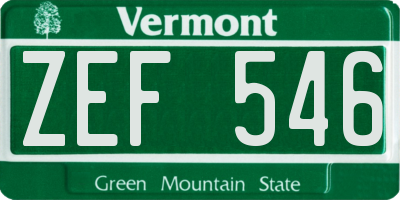 VT license plate ZEF546