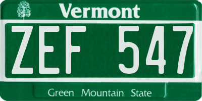 VT license plate ZEF547