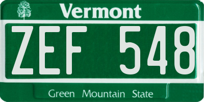 VT license plate ZEF548