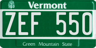 VT license plate ZEF550