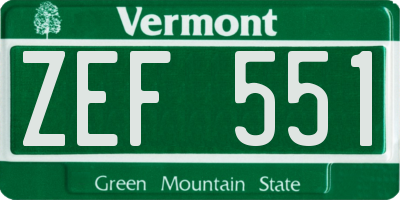 VT license plate ZEF551