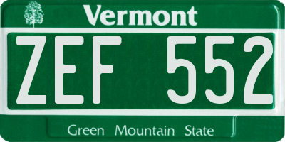 VT license plate ZEF552